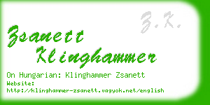 zsanett klinghammer business card